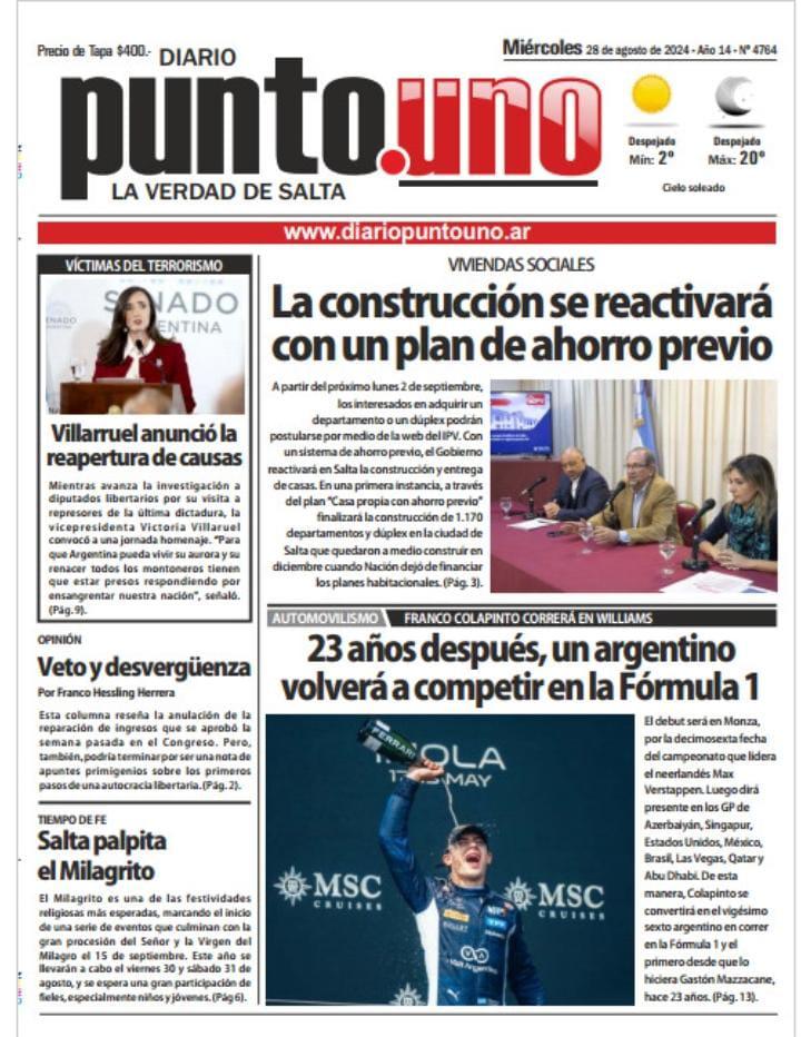 Colapinto, en la tapa de todos los diarios: WhatsApp Image 2024-08-28 at 08.15.55.jpeg